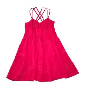 Express Pink Strappy Fit and Flare Mini Summer Dress with Pockets Medium